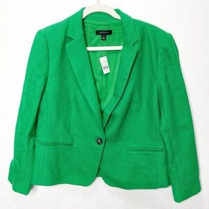 Ann Taylor Kelly Green Textured Single Button Blazer Lined Career Work Wear NEW